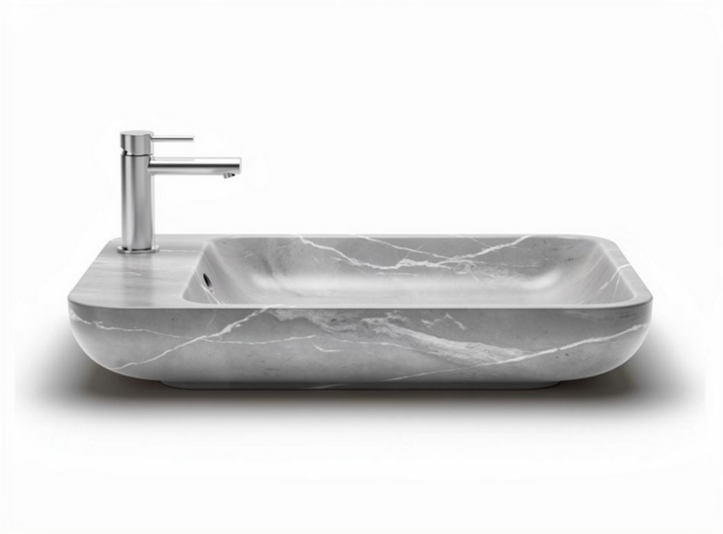Umywalka ceramiczna z marmurowym wzorem 50 x 30 x 10 cm do łazienki