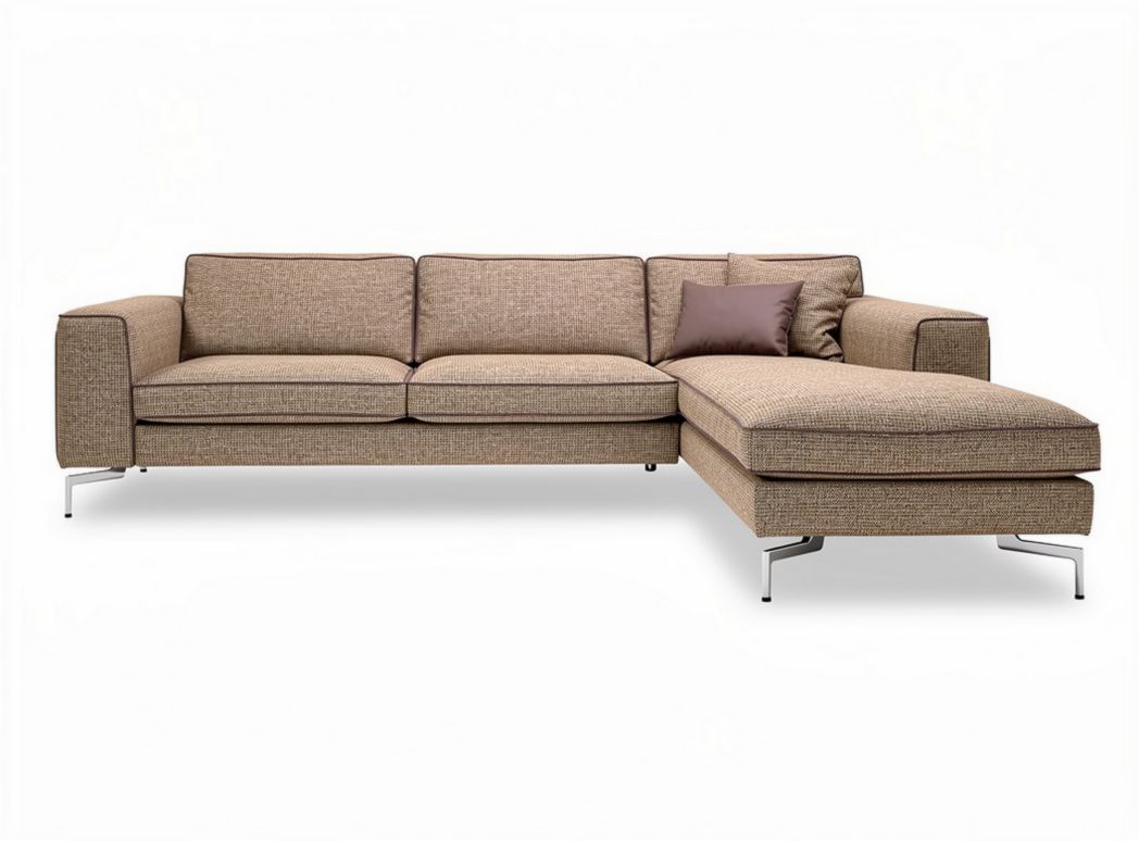 Narożnik w kolorze beżowym z ustawieniem lewej strony 250 x 90 x 80cm